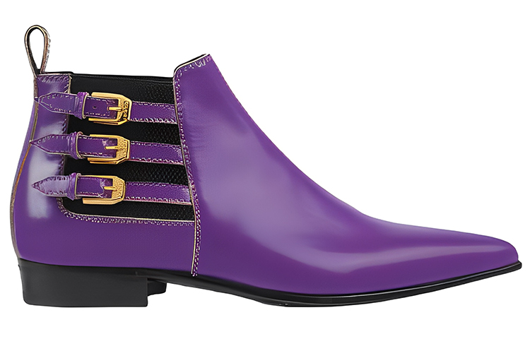 Order (W) Gucci Sepatu Boots Chelsea Kulit 'Shine Purple' 603672-DS8I0-5260