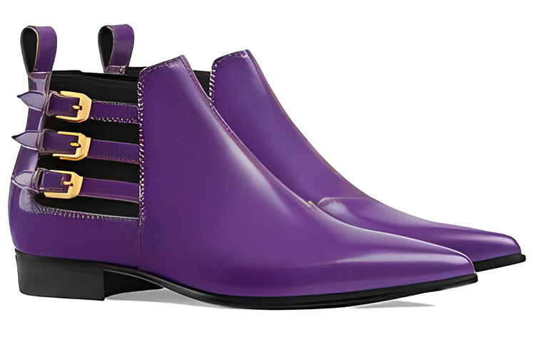 Lookbook (W) Gucci Sepatu Boots Chelsea Kulit 'Shine Purple' 603672-DS8I0-5260