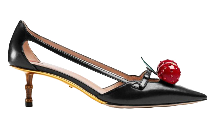 Order (W) Gucci Kulit Cherry 'Tumit Tinggi Hitam' 452766-C9DN0-1170