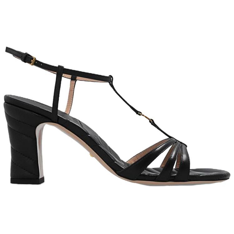 Order (W) Sandali Gucci in Pelle con Tacco Largo e Cinturino Unico ''Neri'' 723448-BKO00-1000