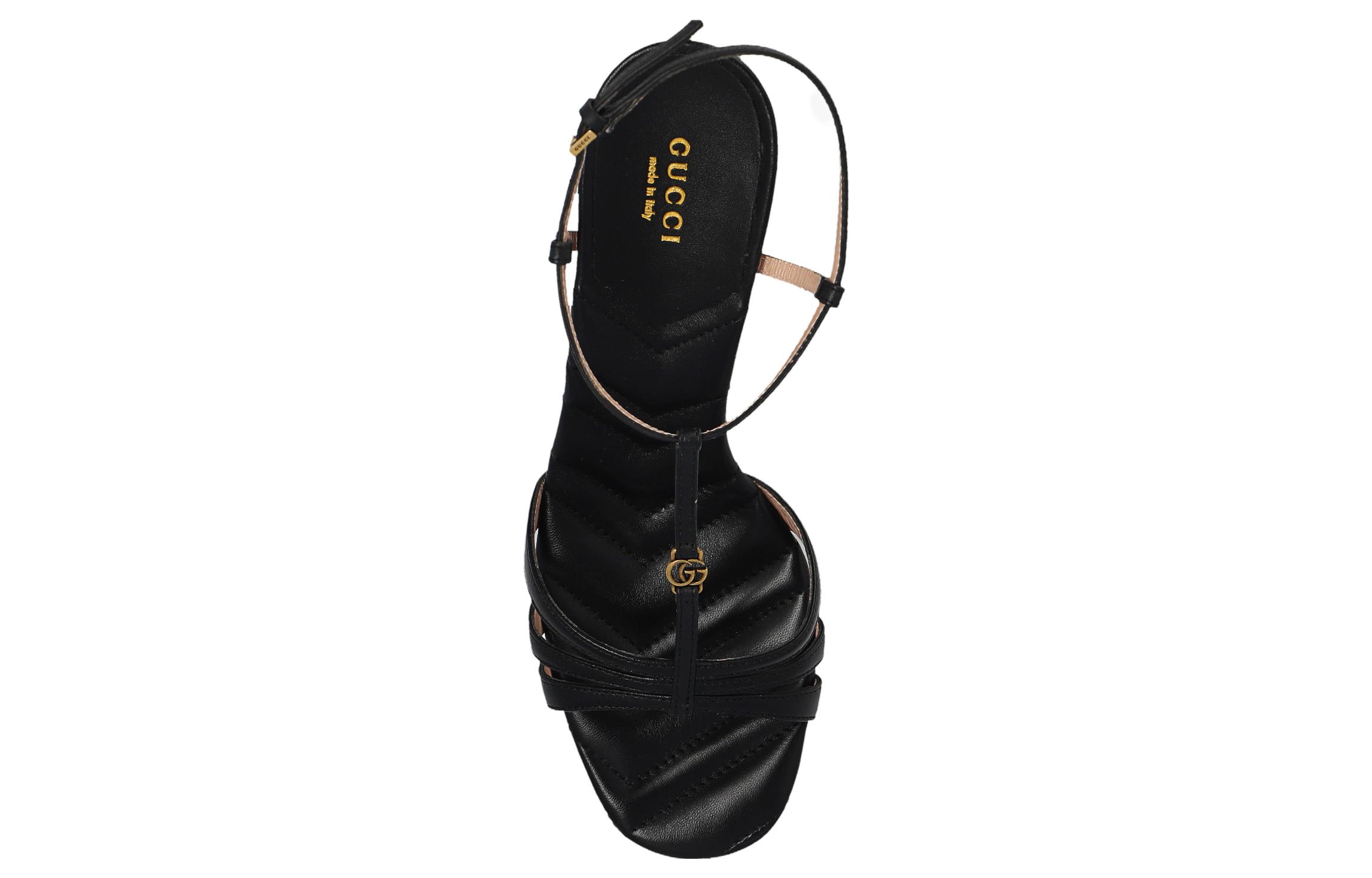 Shop (W) Sandali Gucci in Pelle con Tacco Largo e Cinturino Unico ''Neri'' 723448-BKO00-1000