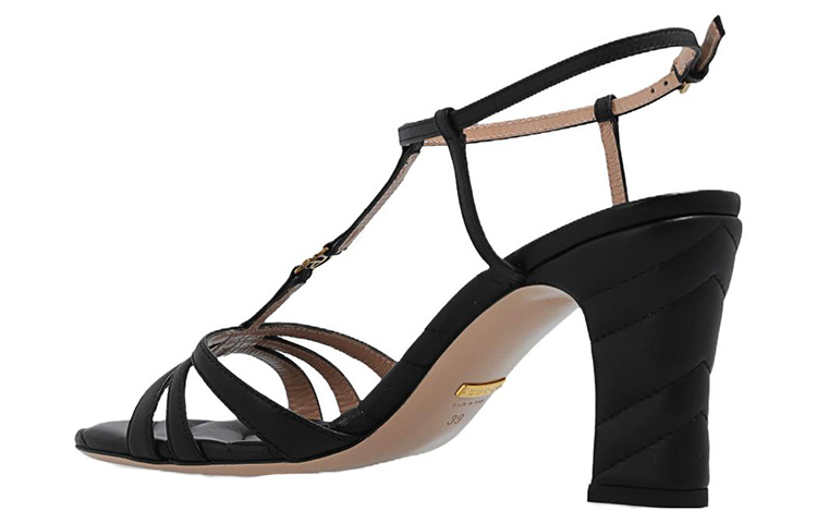 Purchase (W) Sandali Gucci in Pelle con Tacco Largo e Cinturino Unico ''Neri'' 723448-BKO00-1000
