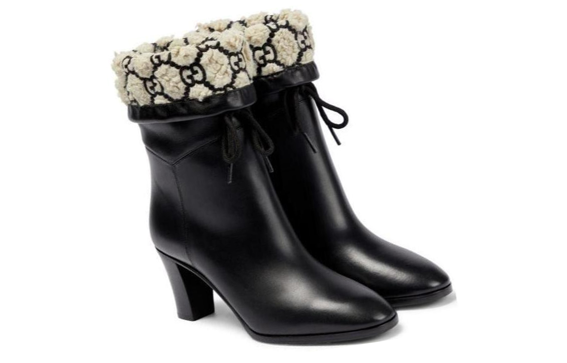 (W) Gucci Leather Chunky Heel Lace-Up Ankle Boot 'Black' 圖 3