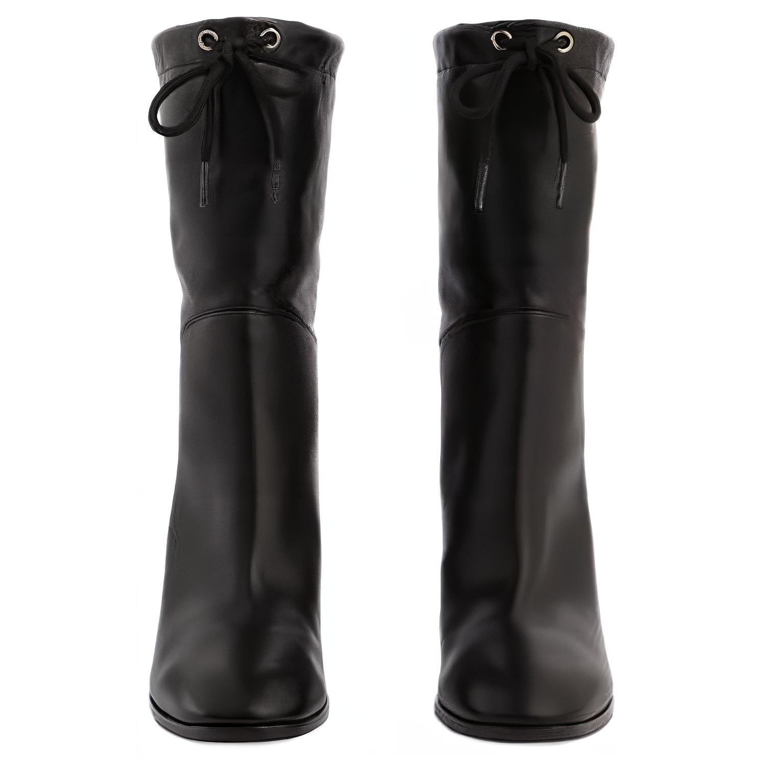 (W) Gucci Leather Chunky Heel Lace-Up Ankle Boot 'Black' 圖 4