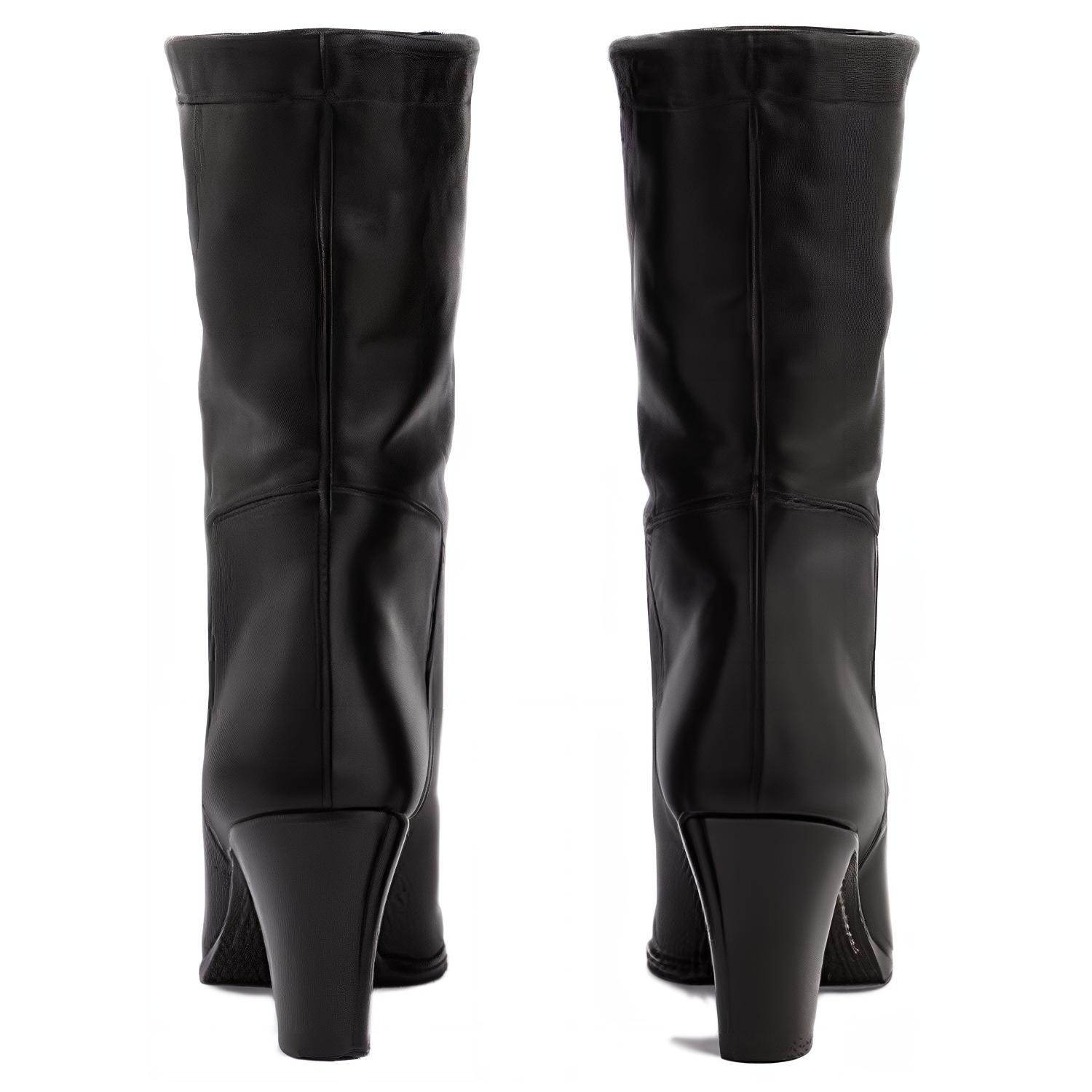 (W) Gucci Leather Chunky Heel Lace-Up Ankle Boot 'Black' 圖 5