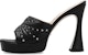 (W) Gucci Kulit Tumit Tebal Peep Toe Slide 'Fesyen Hitam' 723404-BKO60-1000
