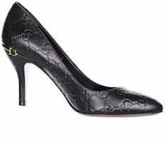Order (W) Gucci Kulit Kenyamanan Fashion Hak Tinggi 7.4cm Hitam 'Stiletto' 310184-AA600-1000