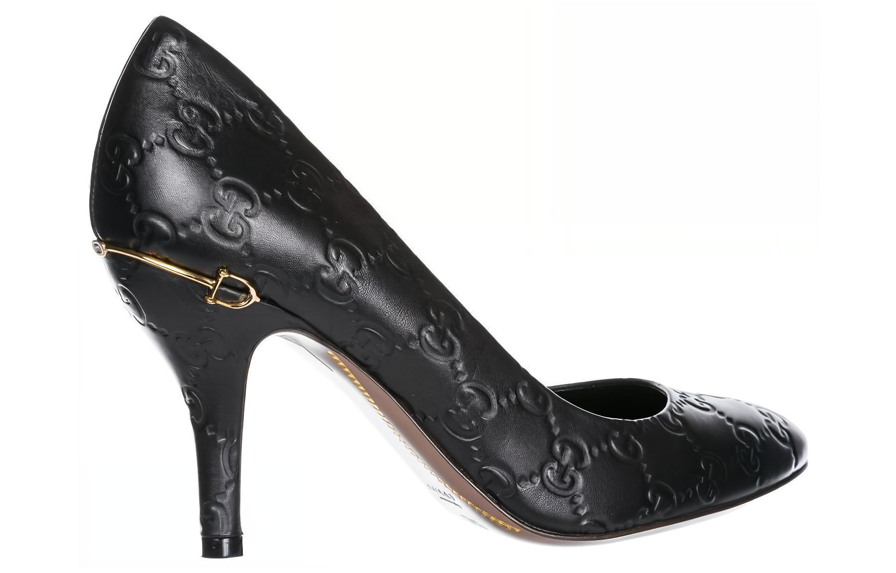 Shop (W) Gucci Tacchi Alti Stiletto Neri in Pelle Comfort Moda 7.4cm 310184-AA600-1000