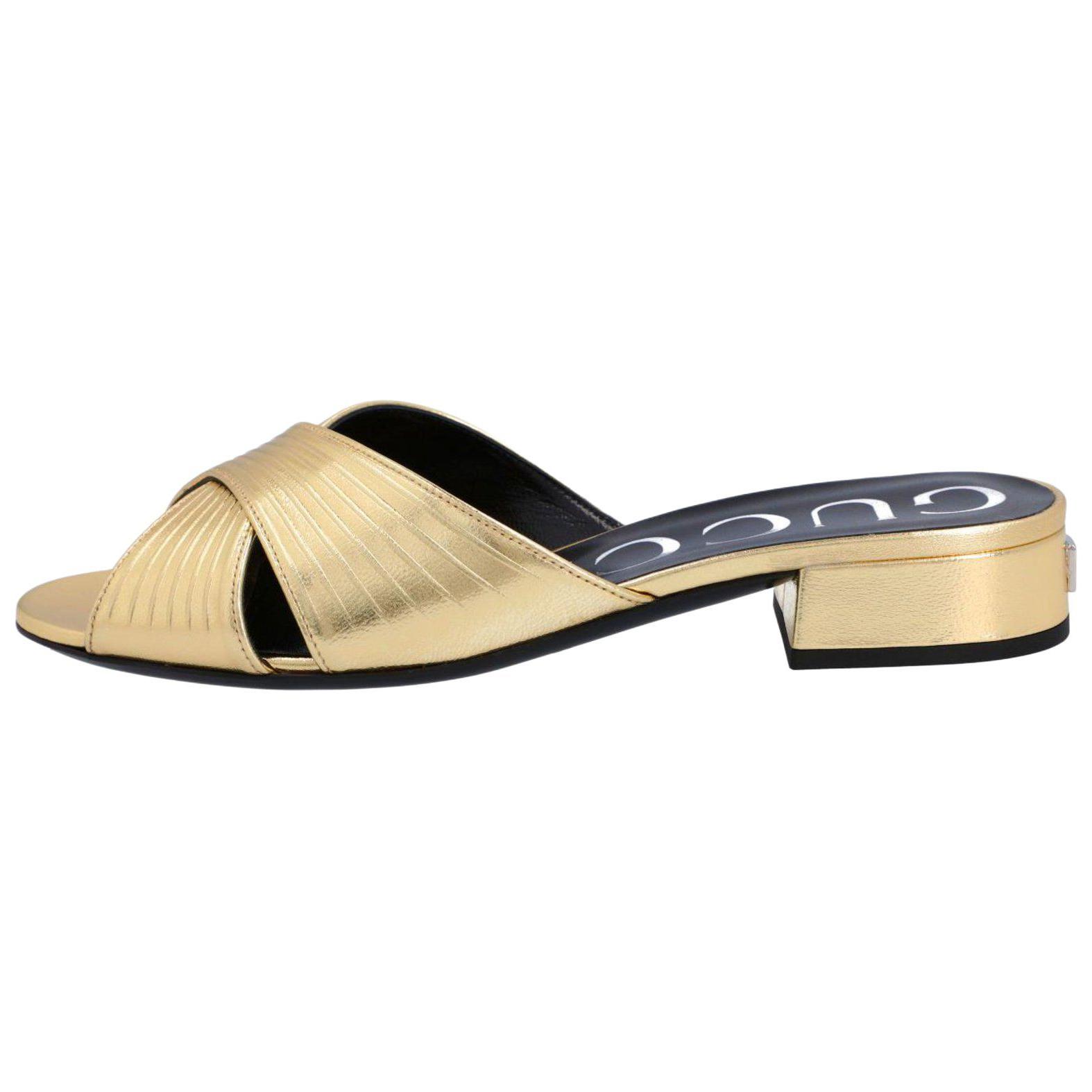 Buy (W) Sandales Gucci en Cuir à Brides Croisées ''Or'' 645388-B8B00-8053