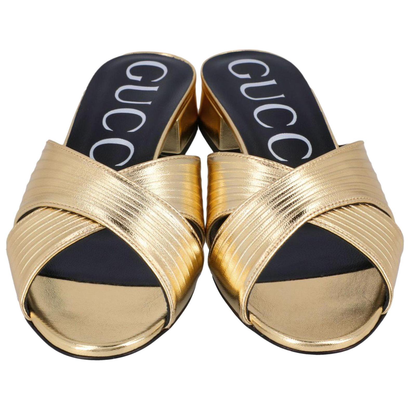 Shop (W) Sandales Gucci en Cuir à Brides Croisées ''Or'' 645388-B8B00-8053