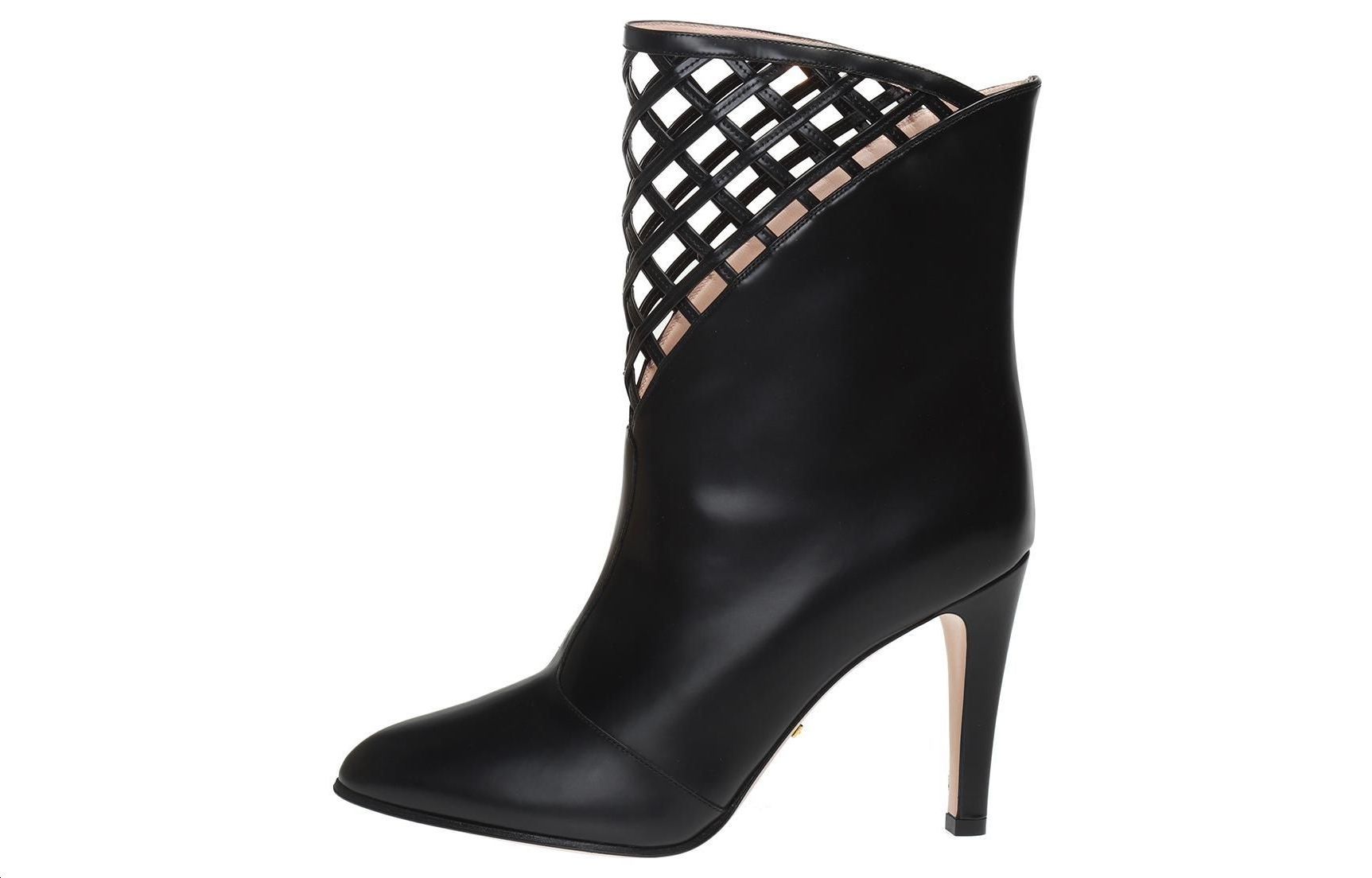 (Women) Gucci Leather Cut-Out Ankle Boots 'Black Fashion' 549848-0ZV00-1000