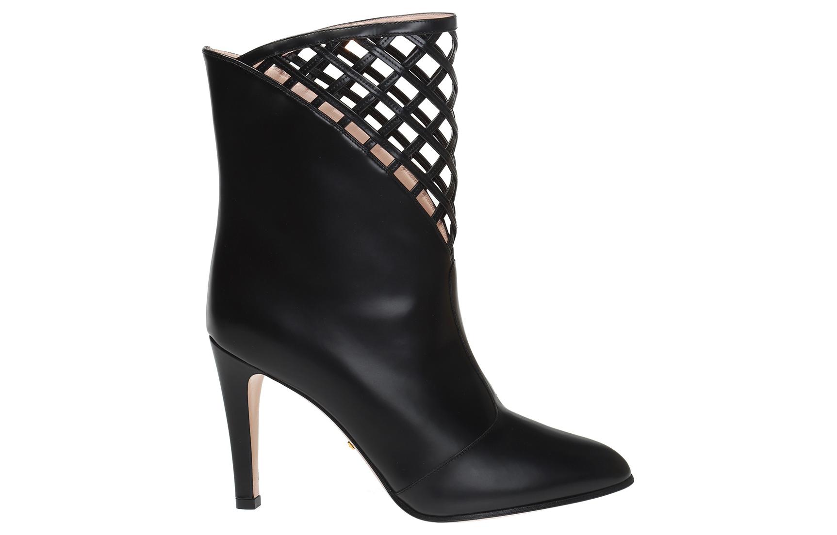 Order (Women) Gucci Leather Cut-Out Ankle Boots 'Black Fashion' 549848-0ZV00-1000