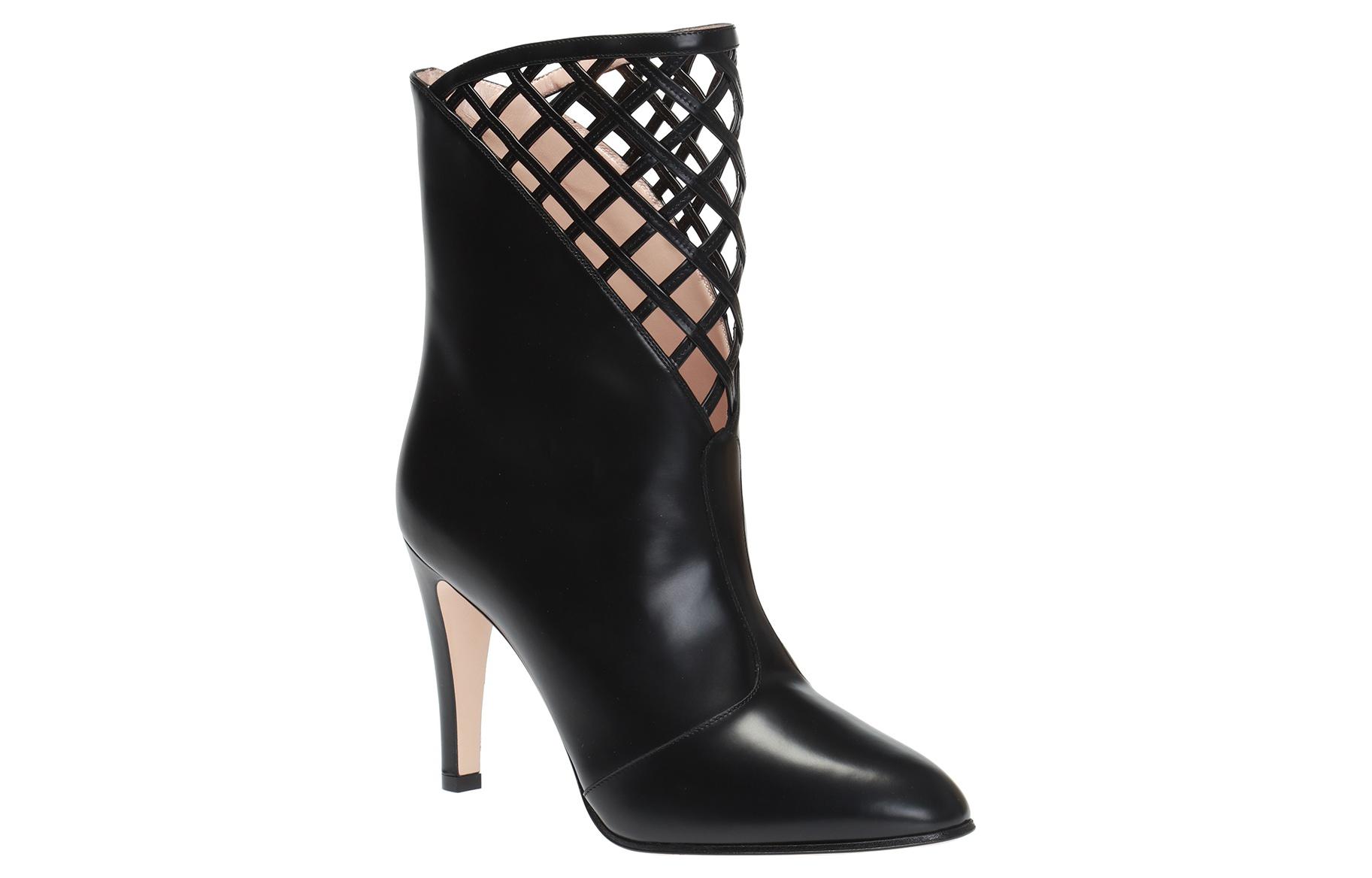 Lookbook (Women) Gucci Leather Cut-Out Ankle Boots 'Black Fashion' 549848-0ZV00-1000