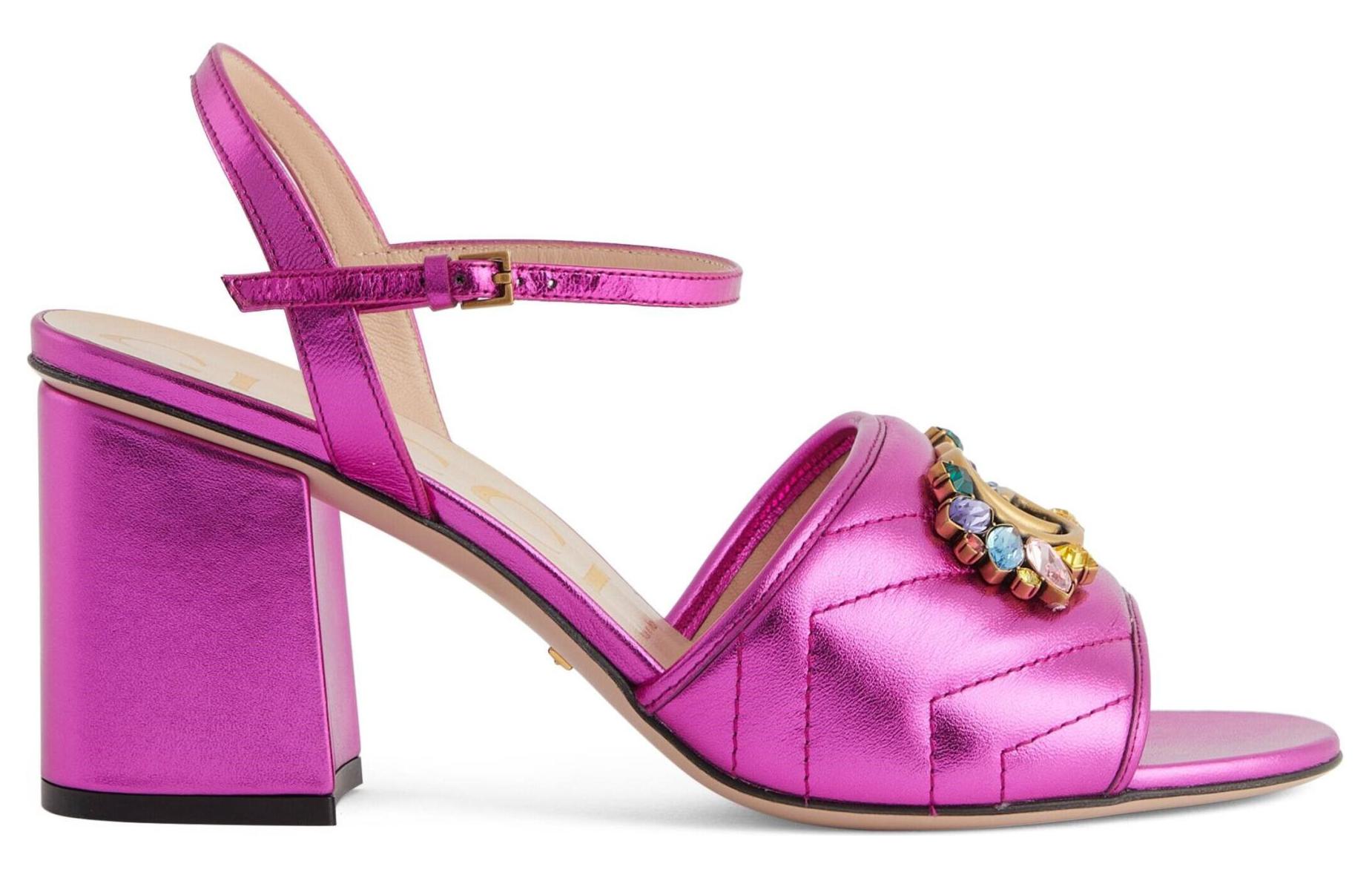 Order (W) Sandali Gucci di Pelle Double G con Cristalli ''Viola Rosso'' 699918-B8B20-5600