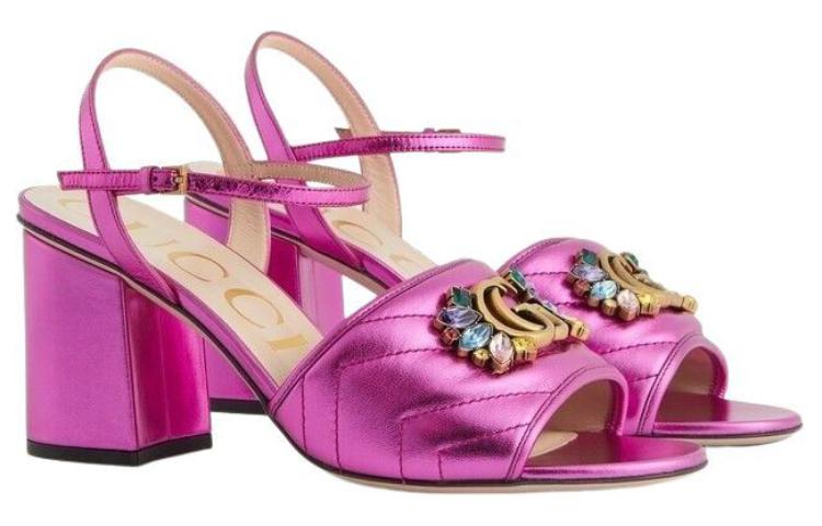Lookbook (W) Sandali Gucci di Pelle Double G con Cristalli ''Viola Rosso'' 699918-B8B20-5600