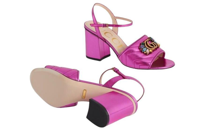 Shop (W) Sandali Gucci di Pelle Double G con Cristalli ''Viola Rosso'' 699918-B8B20-5600