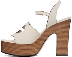 (Women) Gucci Leather Double G Cutout White 'Chunky Heel Fashion Sandals' 730022-US000-9022 (Women) Gucci Leather Double G Cutout White 'Chunky Heel Fashion Sandals' 730022-US000-9022