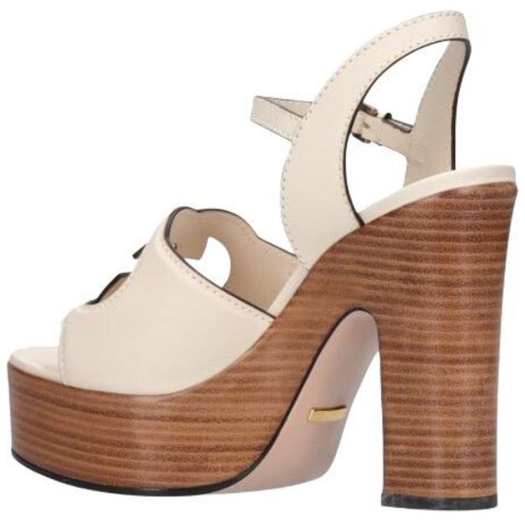 Lookbook (W) Sandal Tumit Chunky Fesyen Kulit Gucci Double G Cutout Putih 730022-US000-9022
