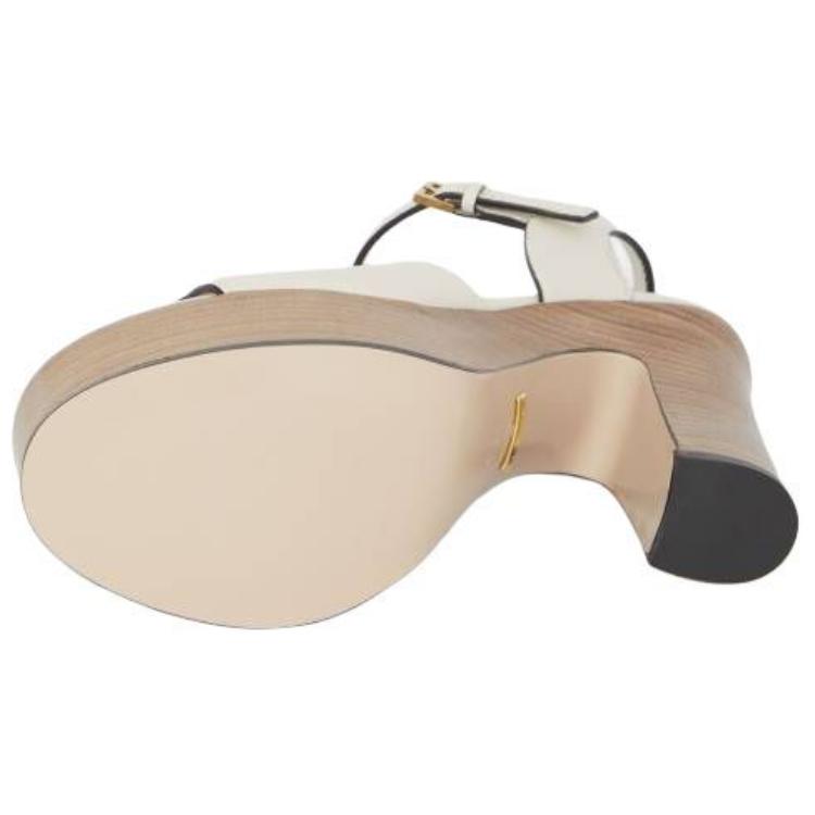 Details for (W) Gucci Sandal Hak Tebal Kulit Putih Cutout Double G 730022-US000-9022