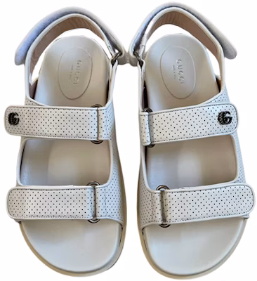 (W) Sandal Berkulit Gucci G Ganda 'Gesper Terpotong Putih' 658813-C9D10-9014 Order (W) Sandal Berkulit Gucci G Ganda 'Gesper Terpotong Putih' 658813-C9D10-9014