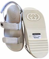 Shop GUCCI古馳 皮革 搭扣鏤空雙G 時尚涼鞋 女款 白色