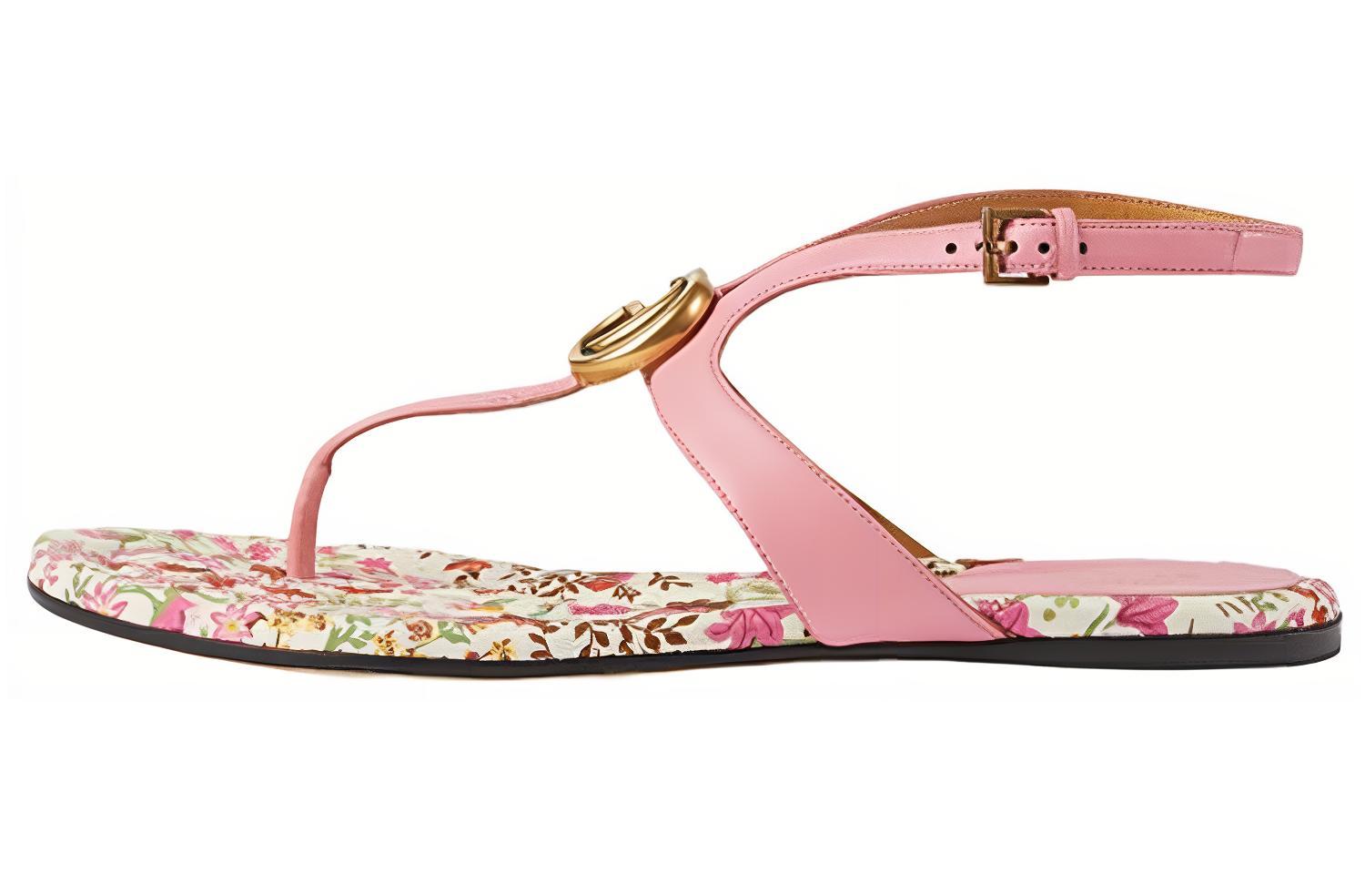 (W) Gucci Leather Double G Thong 'Fashion Pink Slide'