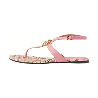 (W) Gucci Leather Double G Thong 'Fashion Pink Slide'