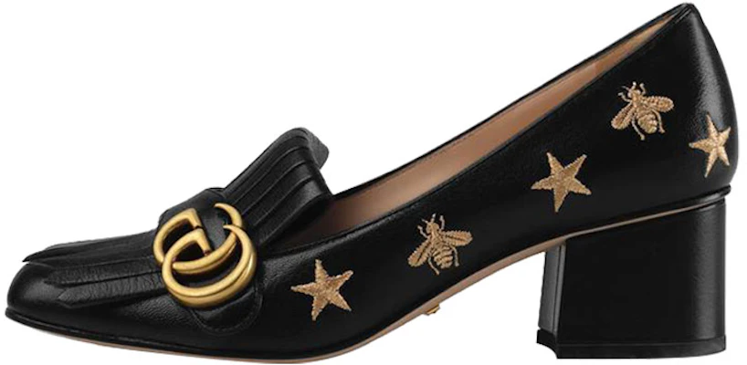 (W) Talons Hauts Slip-On en Cuir Noir Gucci avec Broderie 551548-D3V00-1000 Buy (W) Talons Hauts Slip-On en Cuir Noir Gucci avec Broderie 551548-D3V00-1000