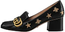 Buy (W) Talons Hauts Slip-On en Cuir Noir Gucci avec Broderie 551548-D3V00-1000