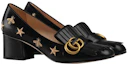 Order (W) Talons Hauts Slip-On en Cuir Noir Gucci avec Broderie 551548-D3V00-1000