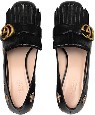 (W) Talons Hauts Slip-On en Cuir Noir Gucci avec Broderie 551548-D3V00-1000 Shop (W) Talons Hauts Slip-On en Cuir Noir Gucci avec Broderie 551548-D3V00-1000
