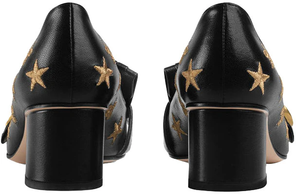 (W) Talons Hauts Slip-On en Cuir Noir Gucci avec Broderie 551548-D3V00-1000 Purchase (W) Talons Hauts Slip-On en Cuir Noir Gucci avec Broderie 551548-D3V00-1000