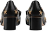 Purchase (W) Talons Hauts Slip-On en Cuir Noir Gucci avec Broderie 551548-D3V00-1000