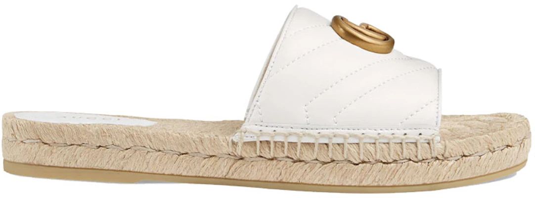 (W) Gucci Leren Espadrille Sandalen ''Wit Goud'' 573028-BKO00-9014 Order (W) Gucci Leren Espadrille Sandalen ''Wit Goud'' 573028-BKO00-9014