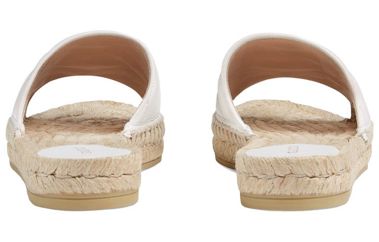 Purchase (W) Gucci Leren Espadrille Sandalen ''Wit Goud'' 573028-BKO00-9014