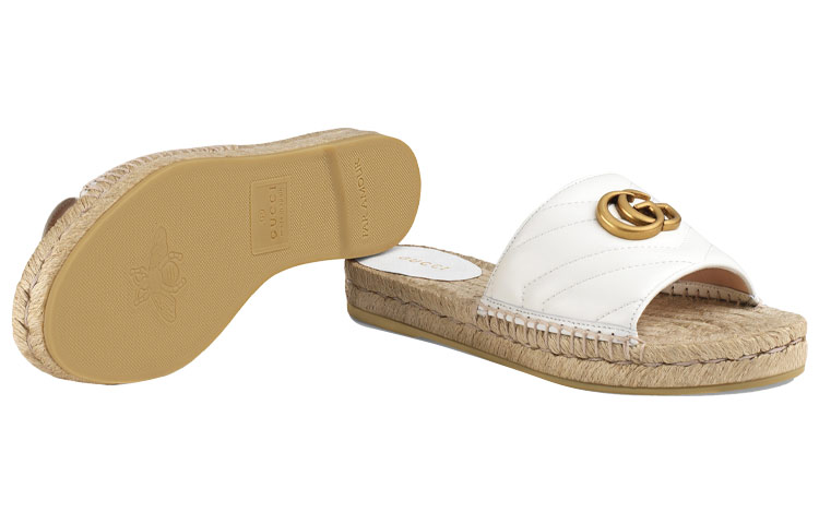 Details for (W) Gucci Leren Espadrille Sandalen ''Wit Goud'' 573028-BKO00-9014