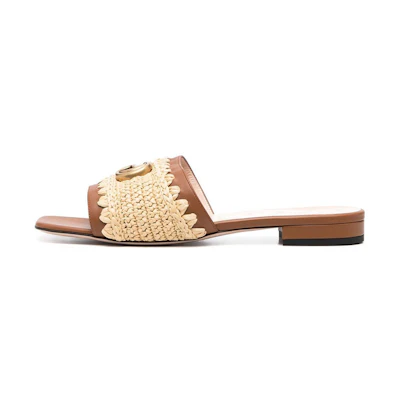 (W) Gucci Leather Espadrille Slide 'Brown'