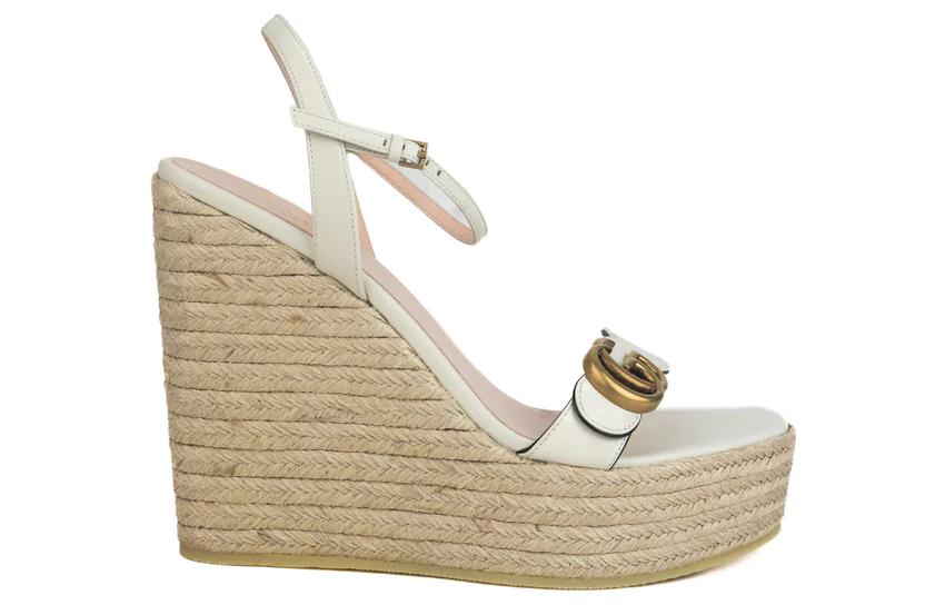 Order (Women) Gucci Leather Espadrille Thick Sole Sandal 'White' 646386-A3N00-9022