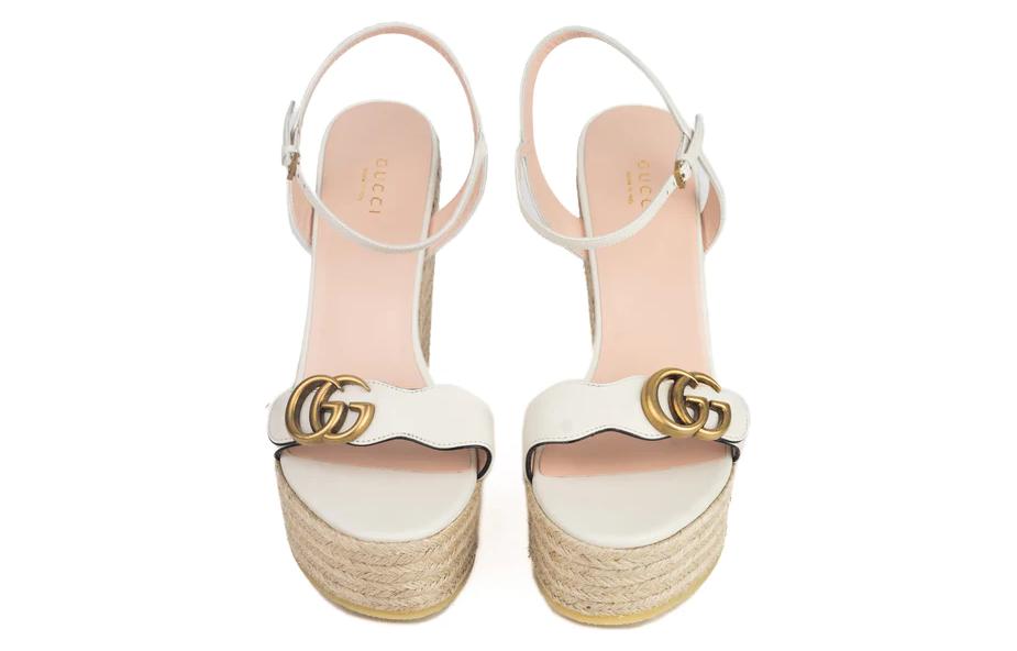Lookbook (Women) Gucci Leather Espadrille Thick Sole Sandal 'White' 646386-A3N00-9022