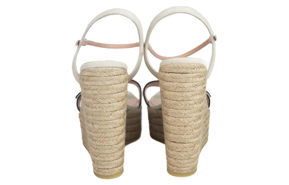 Shop (Women) Gucci Leather Espadrille Thick Sole Sandal 'White' 646386-A3N00-9022