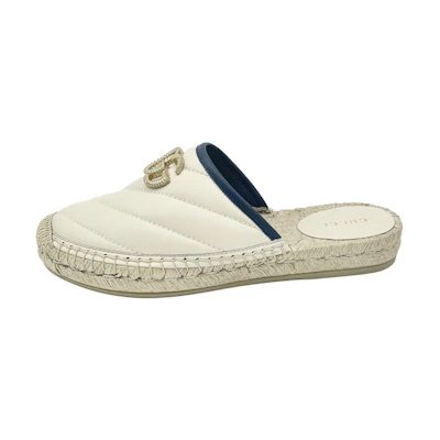 (W) Gucci Leather Espadrilles With Double G Slides 'White'