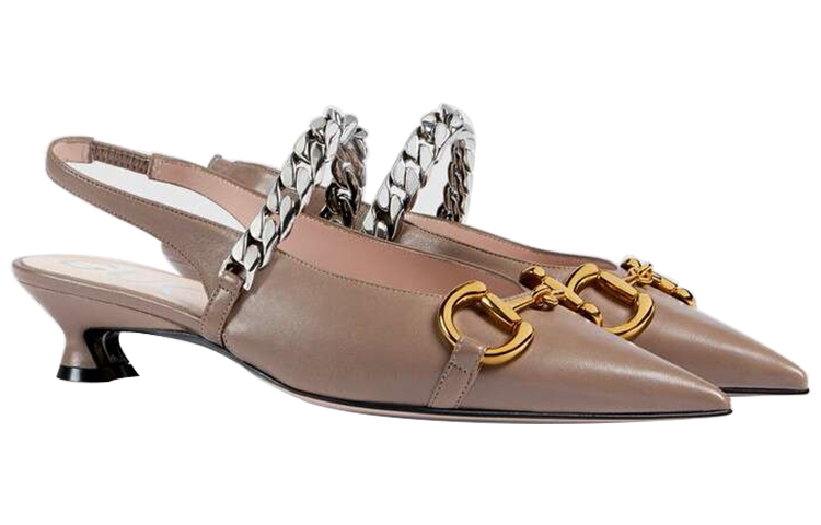 Lookbook (W) Scarpe Gucci Chiodate in Pelle Bassa Tacco Alto ''Horsebit Brown'' 616596-1RH00-2606