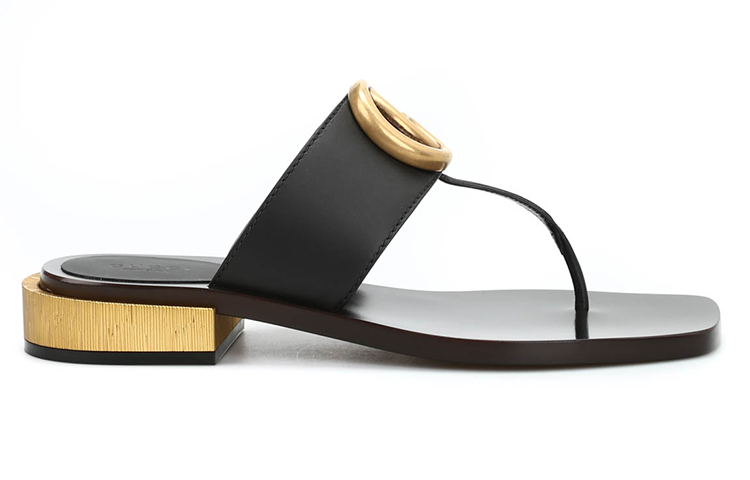 (W) Gucci Leather Fashion Sandal 'Black' 圖 2