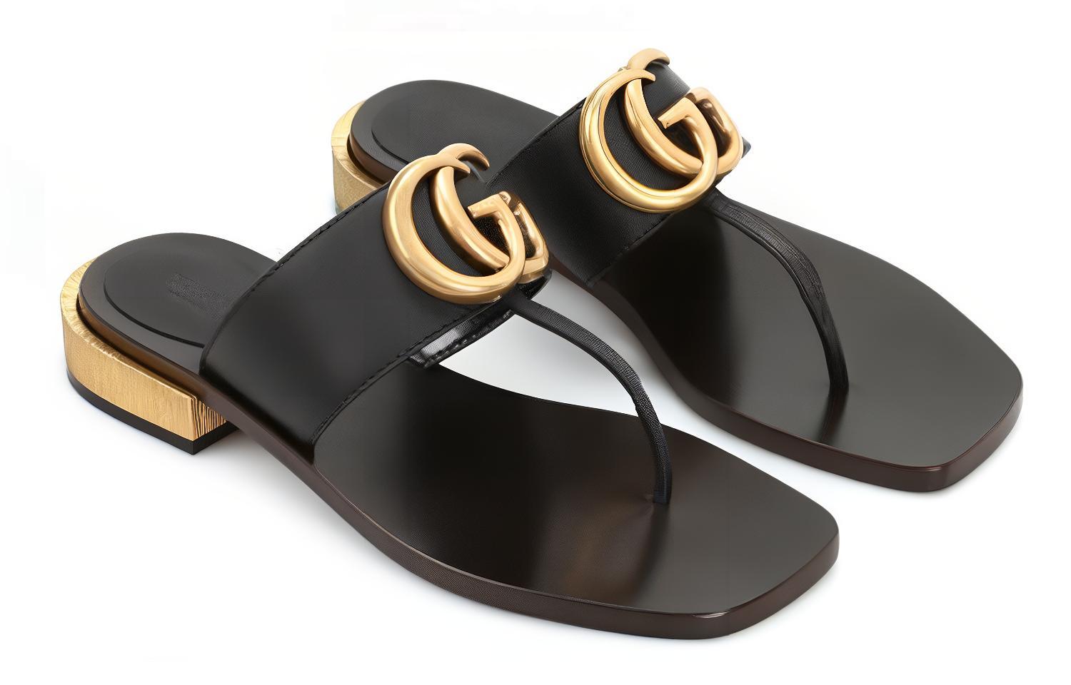 (W) Gucci Leather Fashion Sandal 'Black' 圖 3