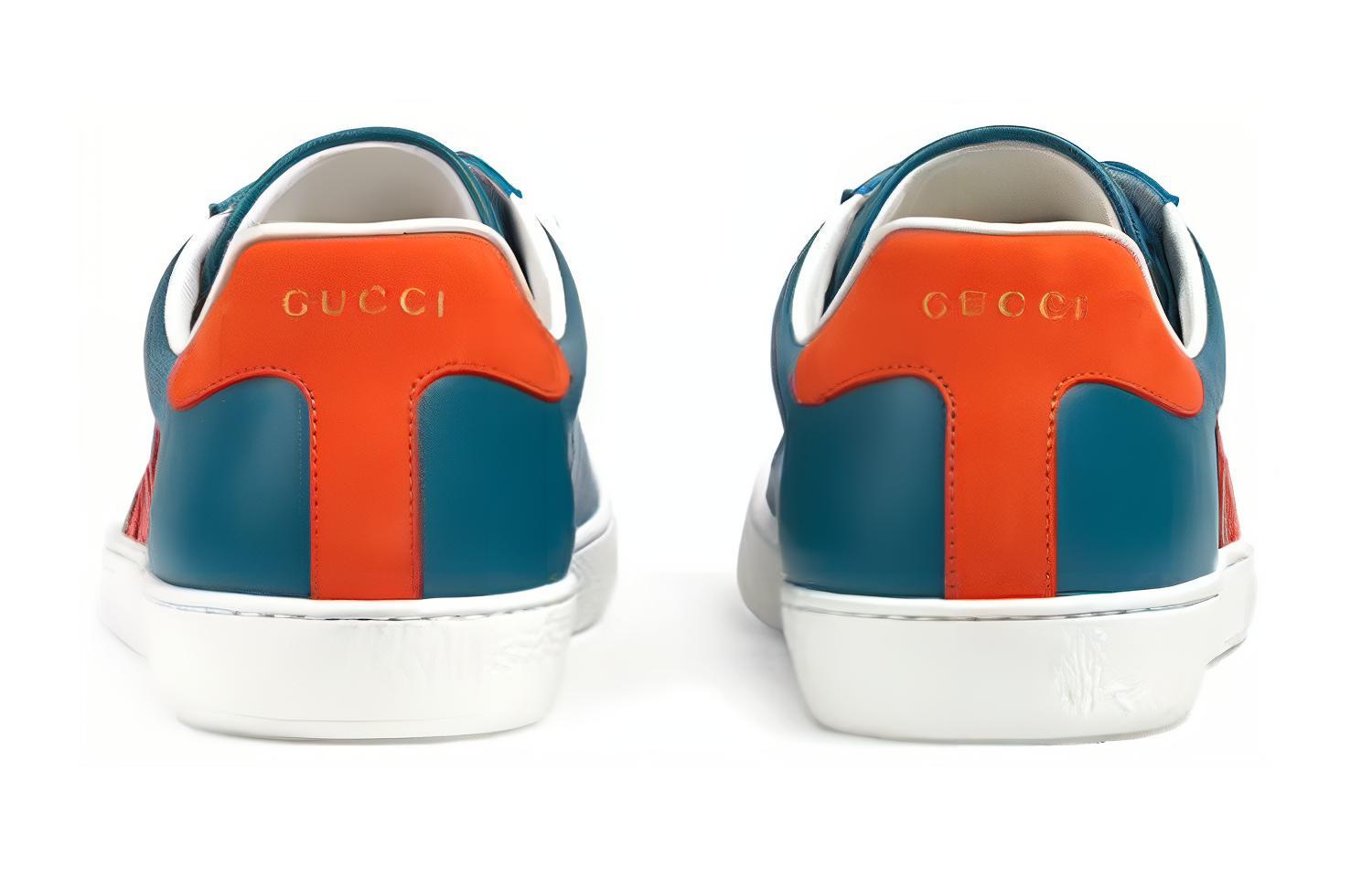 Lookbook (W) グッチ レザー スニーカー 青オレンジ 627823-1XG70-3772