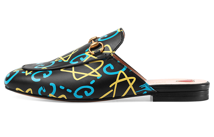 (Women) Gucci Leather Fashion Sneakers 'Black Blue Yellow' 448526-DSS00-8403