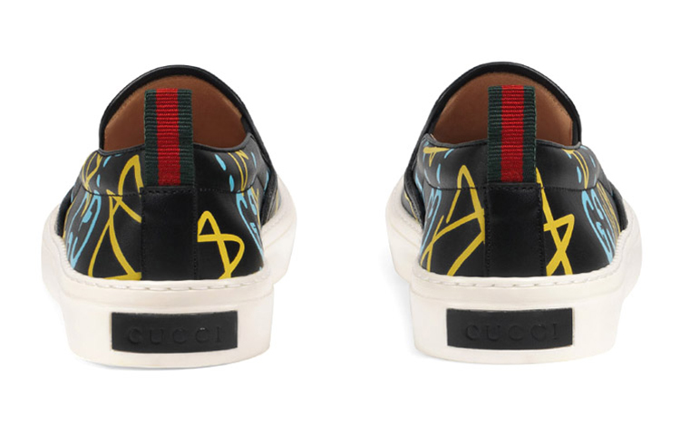 Shop GUCCI 古馳 牛皮 時尚板鞋 女款 黑黃藍