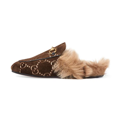 (W) Gucci Leather Flat 'Brown'