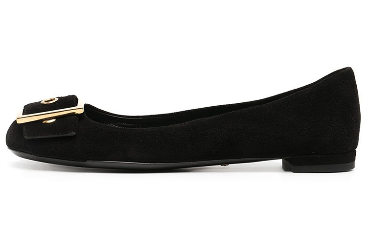 (Women) Gucci Leather Flat 'Gold Buckle Black' 326715-C2000-1000