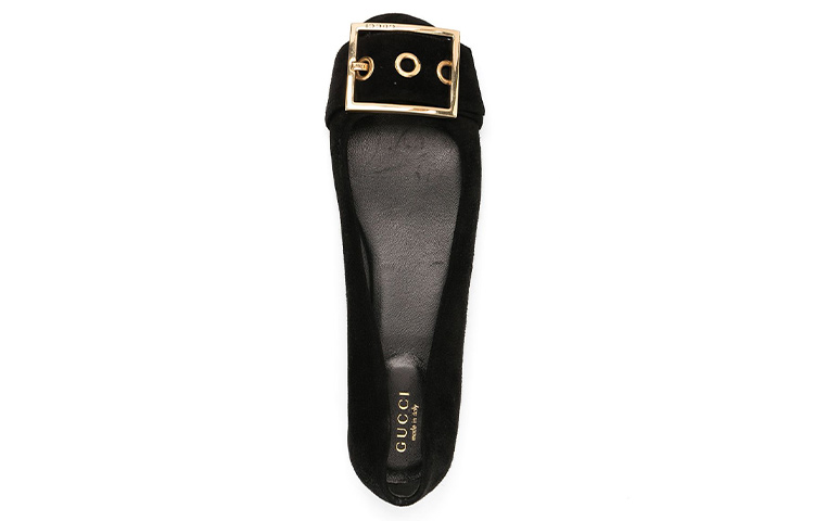 (W) Gucci Leather Flat 'Gold Buckle Black' 圖 3